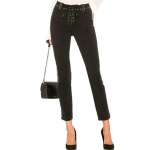 Paige Jeans Black Lace-Up Studded Joannine Jeans  Sz 25